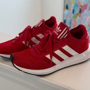 Adidas Scarlet and White Athletic Shoes
